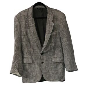 VTG Burberrys Plaid Blazer Sport Coat Two Button Gray Wool menswear